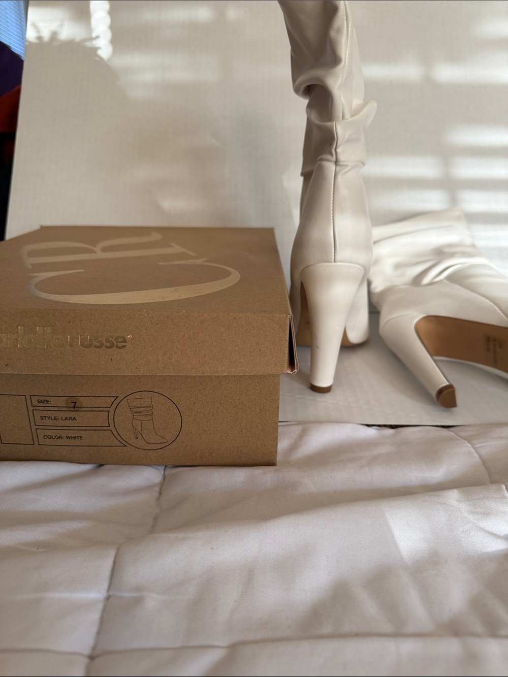 Charlotte Russe White Mid-Calf Stiletto Heeled Boots